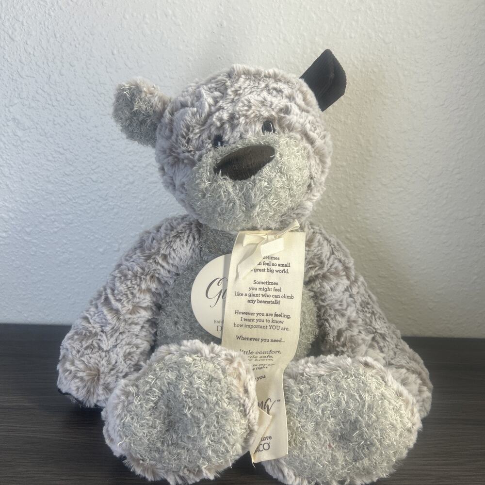 DEMDACO Giving Bear With Corduroy Ear Plush Stuffed Animal Toy 16" Handmade